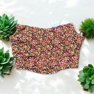 Zara NWT Strapless Floral Print Corset Top Small